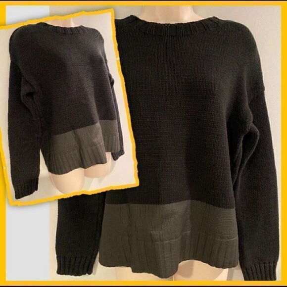 ARMANI EXCHANGE CROP KNIT SWEATER FAUX LEATHER M - Picture 1 of 6